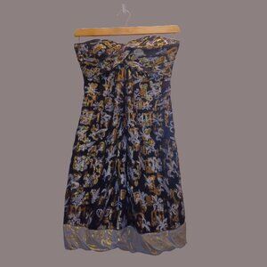 BLACK & GOLD SILK COCKTAIL STRAPLESS DRESS FOR THE FESTIVE SEASON